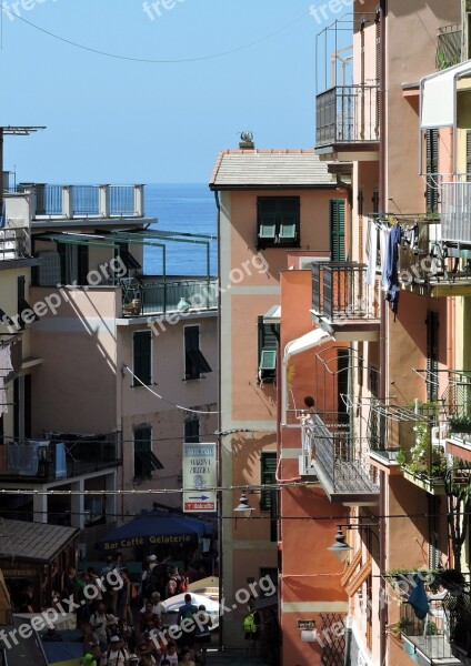 Houses Cinque Terre Riomaggiore Sea Colors