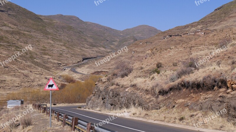 Lesotho Mountain Landscape Road Wide Landscape