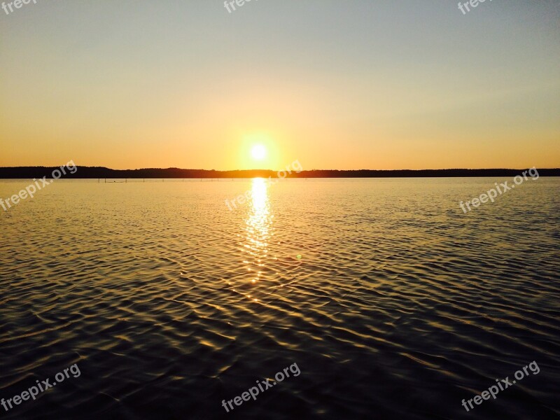 Sun Lake Evening Gold Mirroring