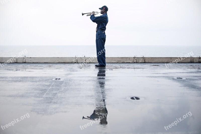 Trumpeter Sailor Silhouette Trumpet Horn