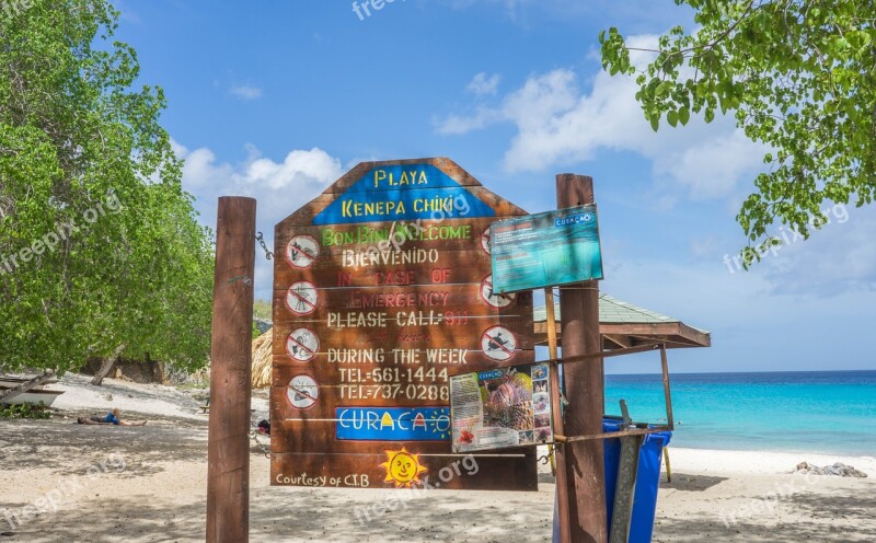 Curacao Sign Beach Travel Tourism