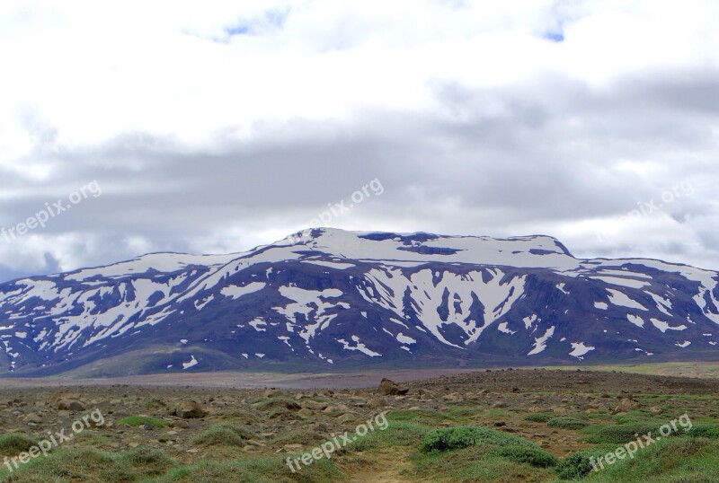 Iceland Mountain Nature Landscape Snow