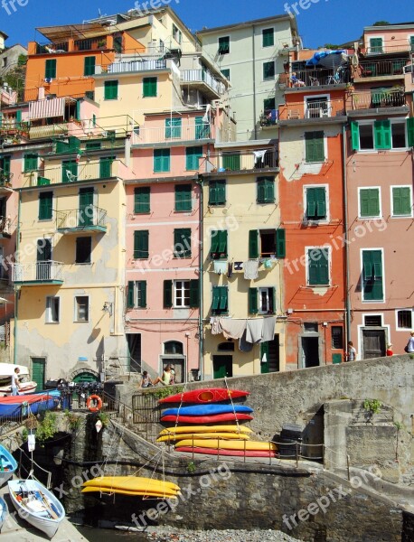 Cinque Terre Houses Colors Riomaggiore Liguria