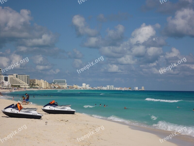 Motorcycle Water Cancún Beach Sea Blue