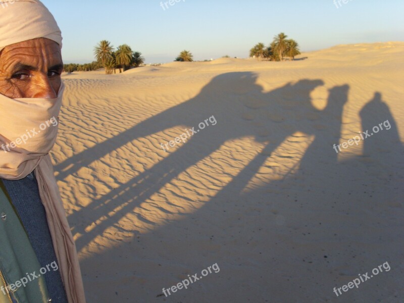 Tunisia Desert Sunset Dunes Silhouettes