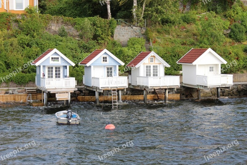 Houses Lake Fjord Boats Country House