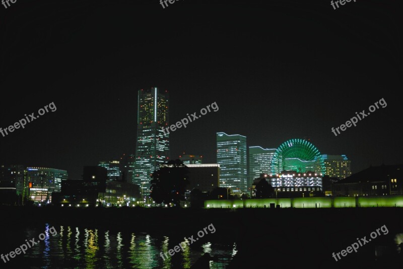 Yokohama Night View Port Landmark Tower Ferris Wheel