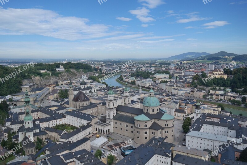 Salzburg City Of Salzburg City View Downtown Outlook