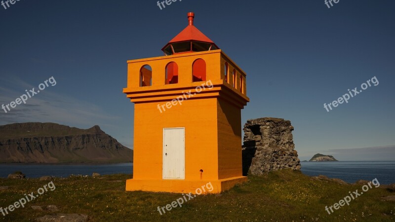 Lighthouse Iceland Yellow Colorful Free Photos