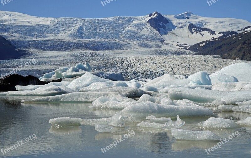 Glacier Glacial Lake Ice Icebergs Landscape