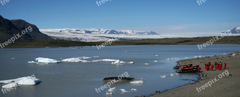 Iceland Vatnajökull Glacier Glacial Lake Boats