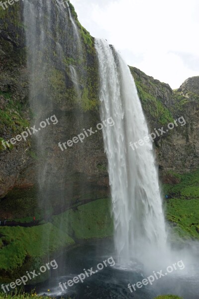 Waterfall Iceland Seljalandsfoss Landscape Water