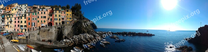 Cinque Terre Riomaggiore Landscape Sea Houses