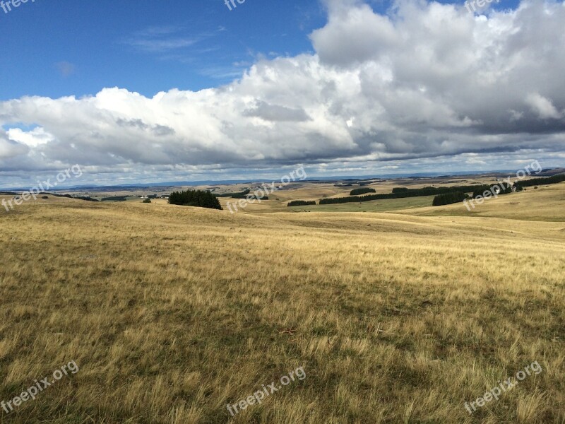 Landscape Fields Aubrac France Field