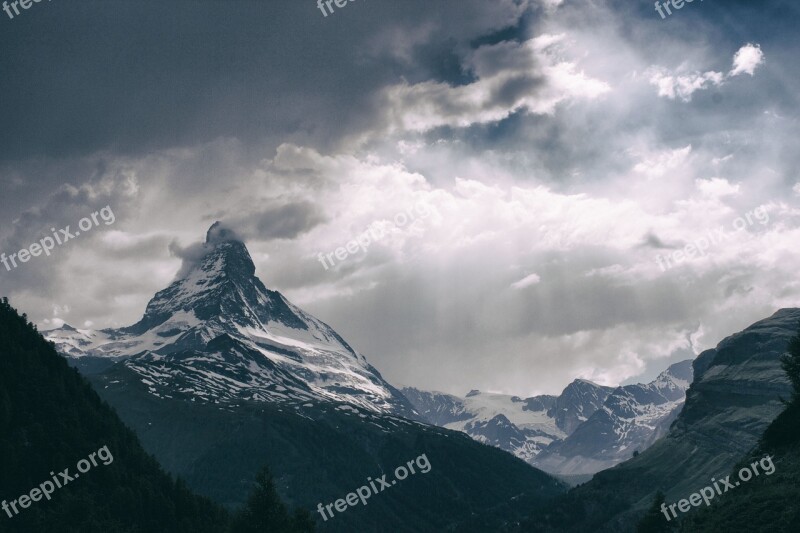 Matterhorn Mountain Sky Clouds Cloudy