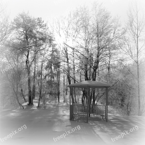 Footprints In The Snow Snow Winter Gazebo Cold