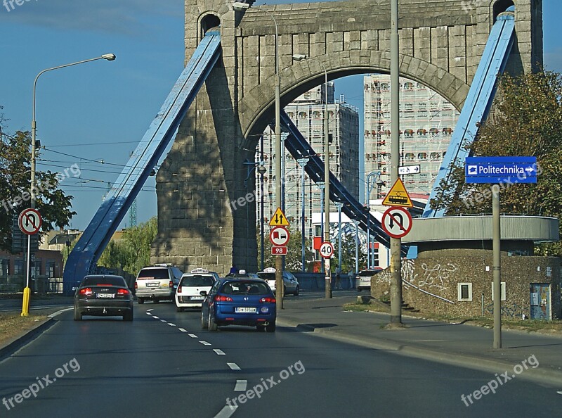 Wrocław Bridge Grunwaldzki Bridge Roadway Cars