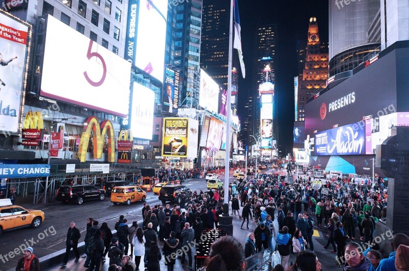 Nyc Timessquare City Lights People