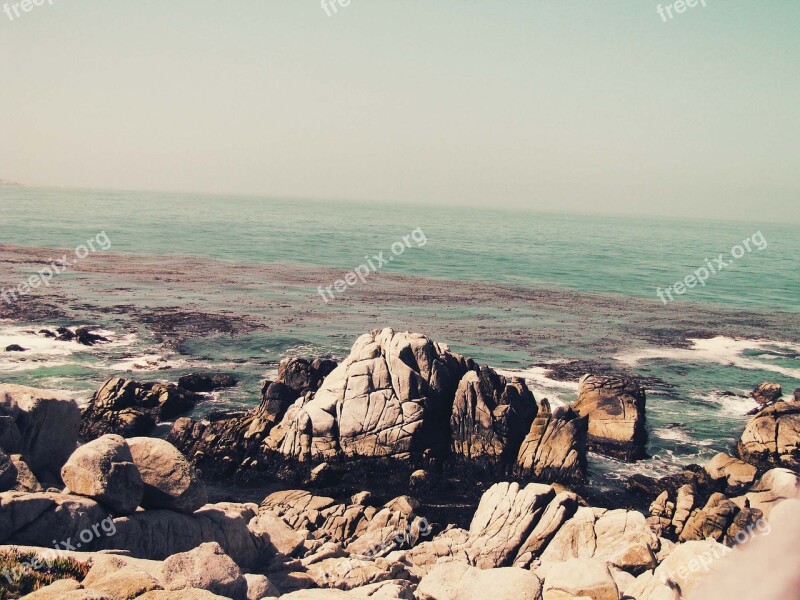 Rocks Boulders Shore Ocean Sea