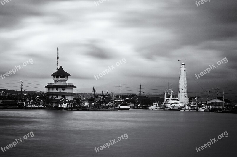 Lighthouse Marina Harbor Harbour Boats