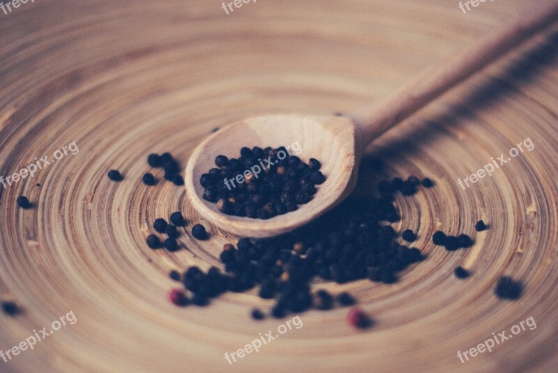 Pepper Spices Food Wood Spoon Free Photos