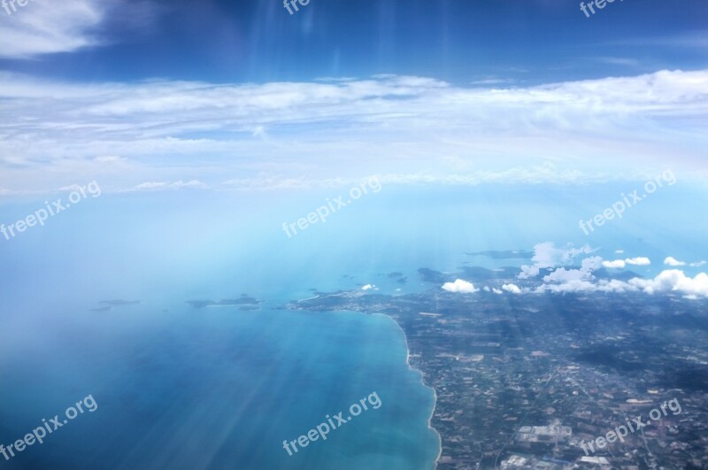 Blue Sky Water Clouds Aerial