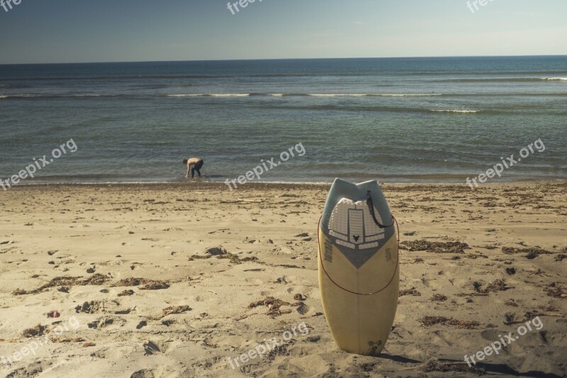 Surfboard Surfing Beach Sand Ocean