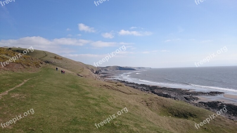 Sea Coastal Path Clifftops Cliff Wales