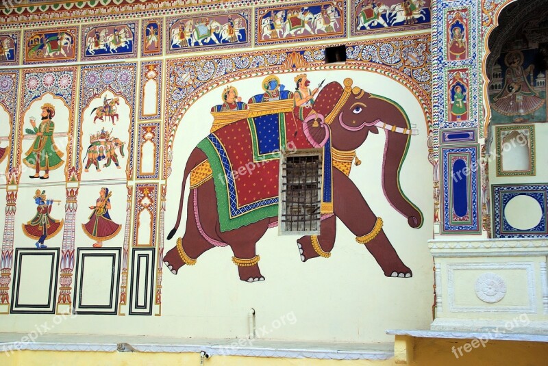 India Rajastan Shekawati Paintings Frescoes