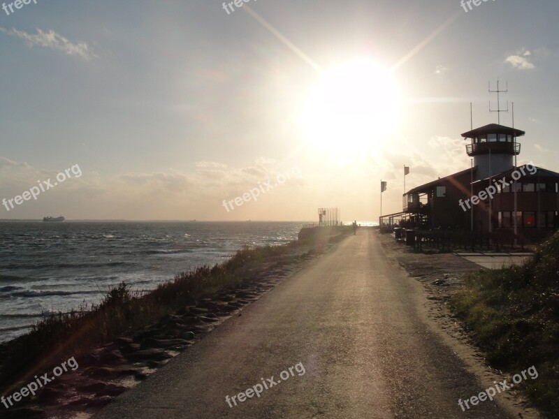 Sunset Pier Sea Atmosphere Abendstimmung