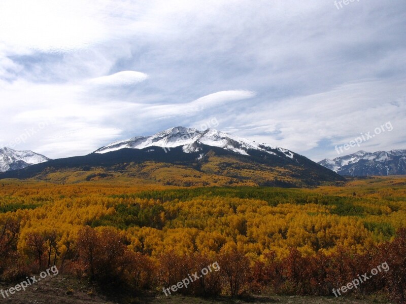 Colorado Aspens Snow Mountains Nature