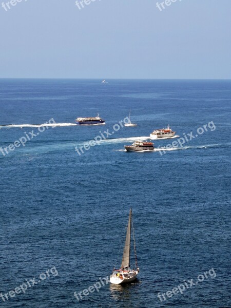 Sea Boats Water Sky Sails