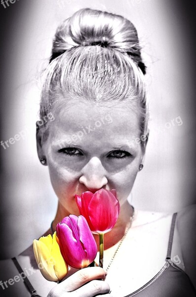 Tulips Woman Flower Facial Free Photos