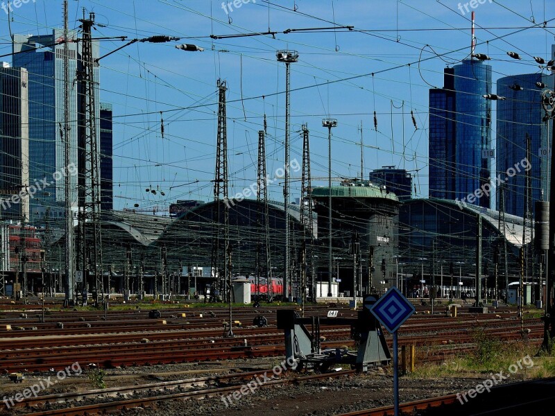 Railway Station Gleise Skyline Traffic Rails