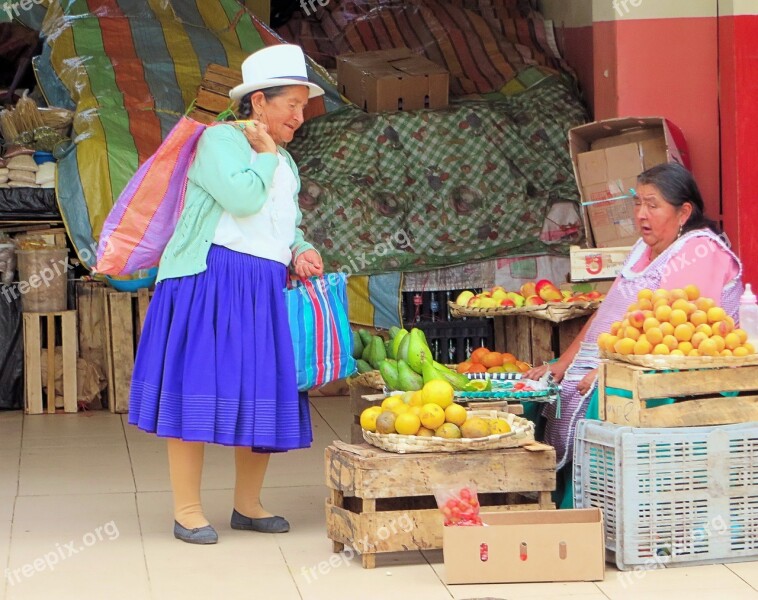 Ecuador Market Cuenca Traditional Costume Free Photos