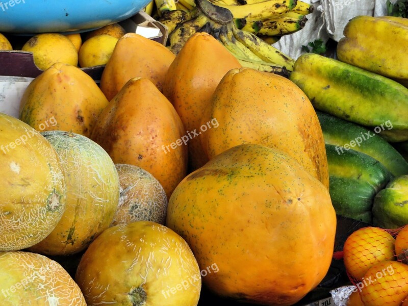 Ecuador Cuenca Market Exotic Fruits Papayas