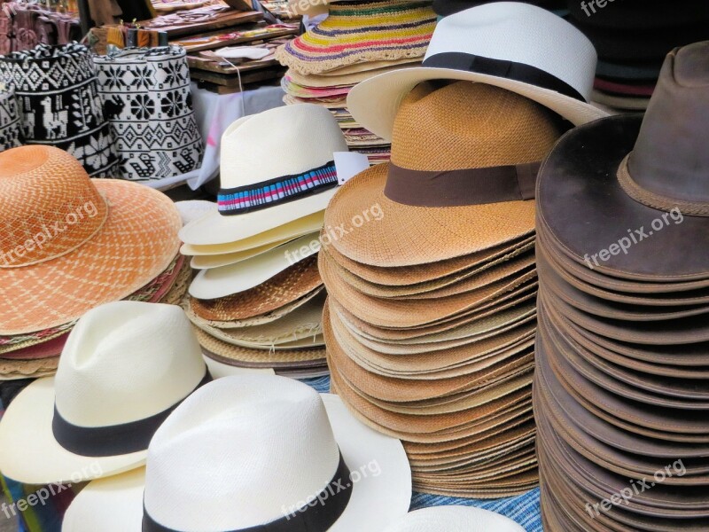 Otavalo Market Hats Ecuador Free Photos