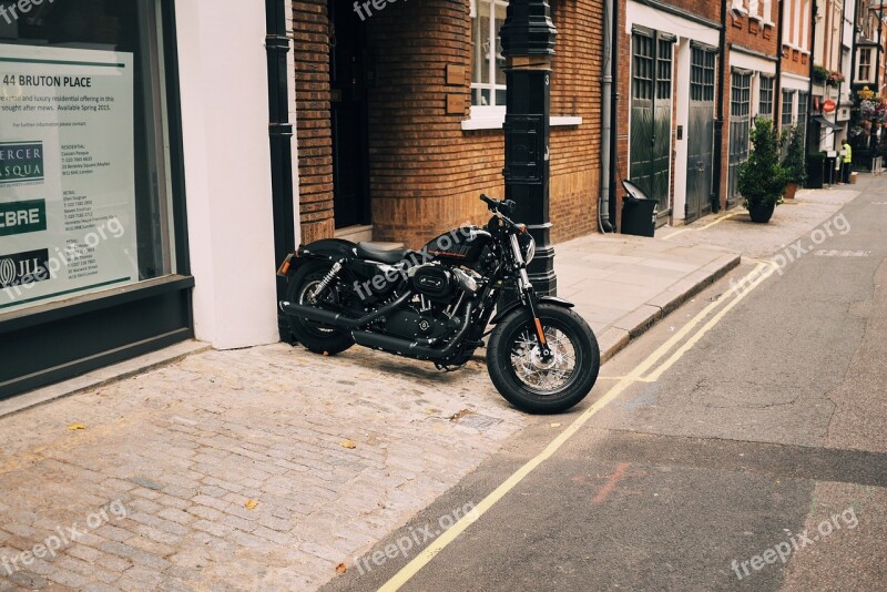 Retro Vintage Motorcycle Dark Street