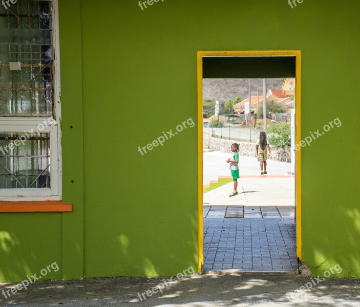 School Curacao Doorway Student Caribbean