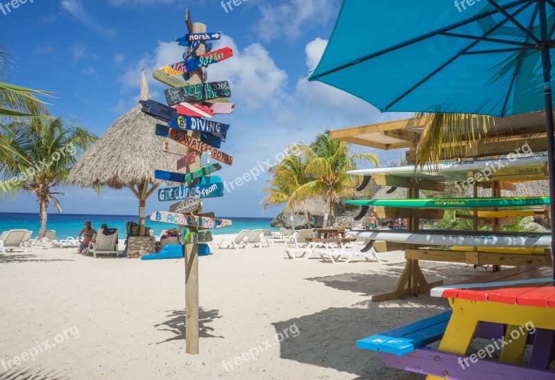 Sign Decoration Beach Coastline Curacao