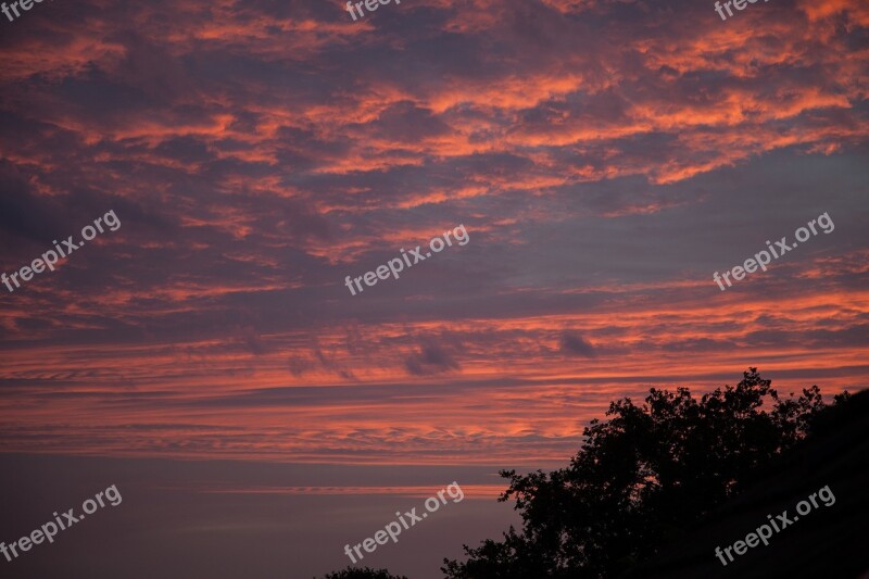 Sky Sunset Red Evening Sun Clouds