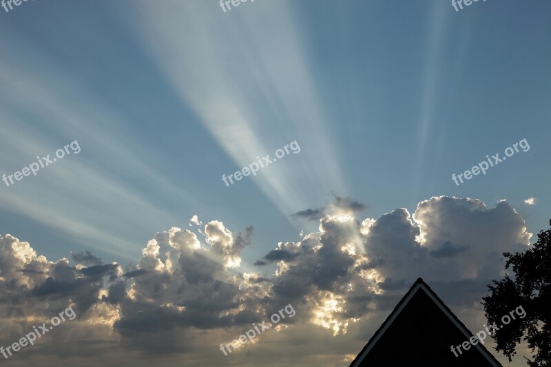 Sun Sky Rays Clouds Summer