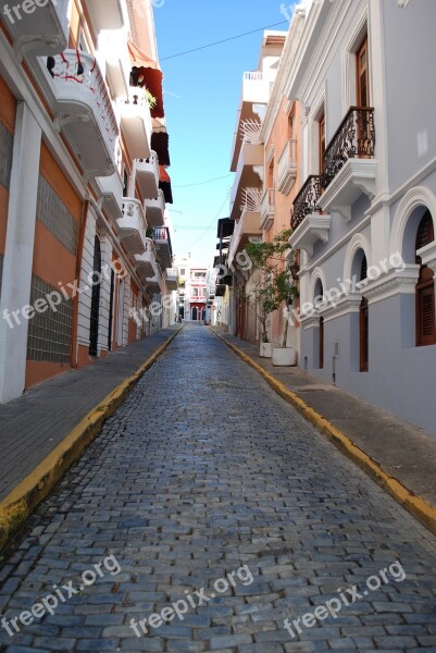 Cobblestone Empty Street Old San Juan Road Free Photos