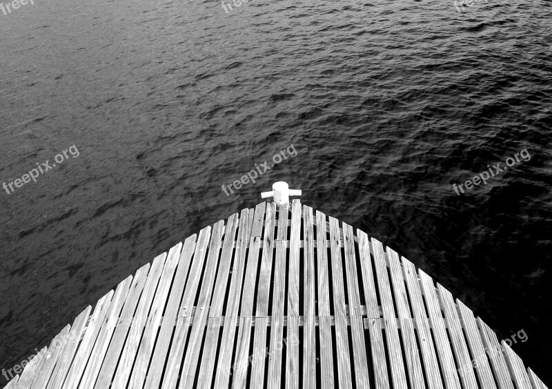 Dock Black White Wood Sea Water