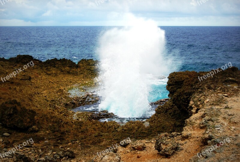 Sea Curacao Boka Pistol Netherlands Antilles Rocks