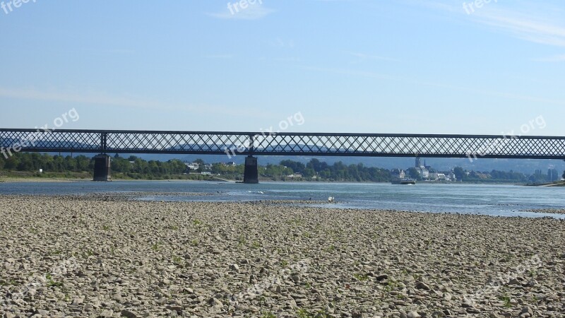 Rhine Koblenz Urmitz Bridge Riverbed