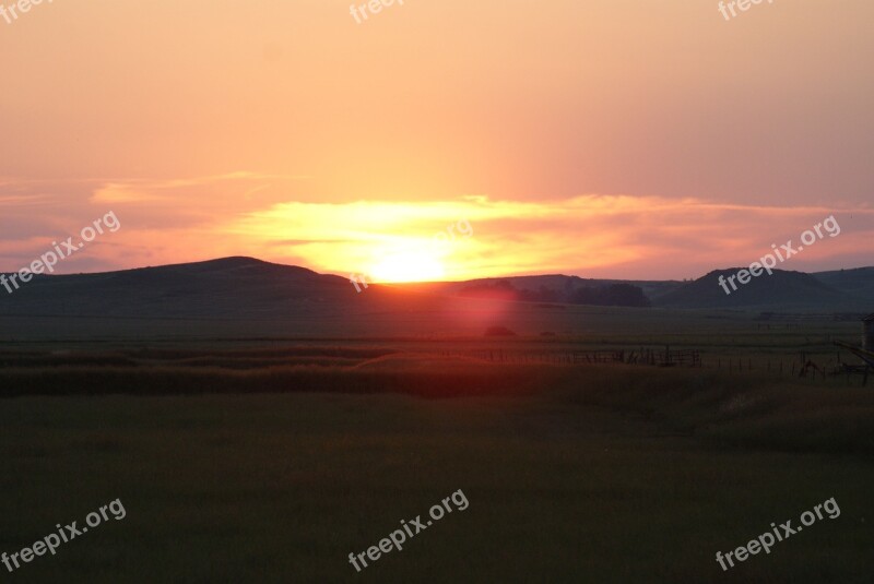 Montana Sunset Mountain Landscape Nature