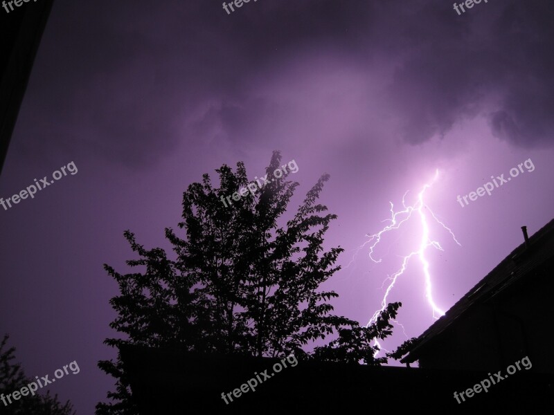 Thunderstorm Flash Flash Of Lightning Thunder Night