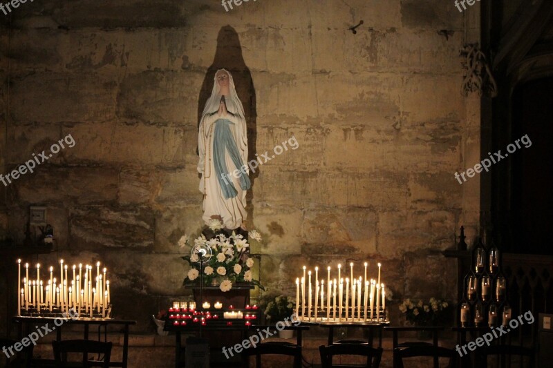 Virgin Mary Church Candle Flame