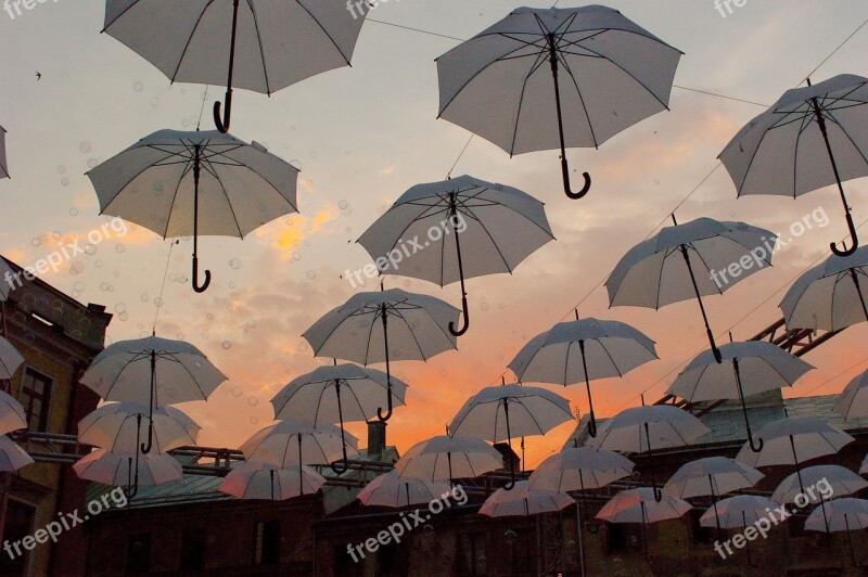 Umbrellas Decoration City Lublin Sky